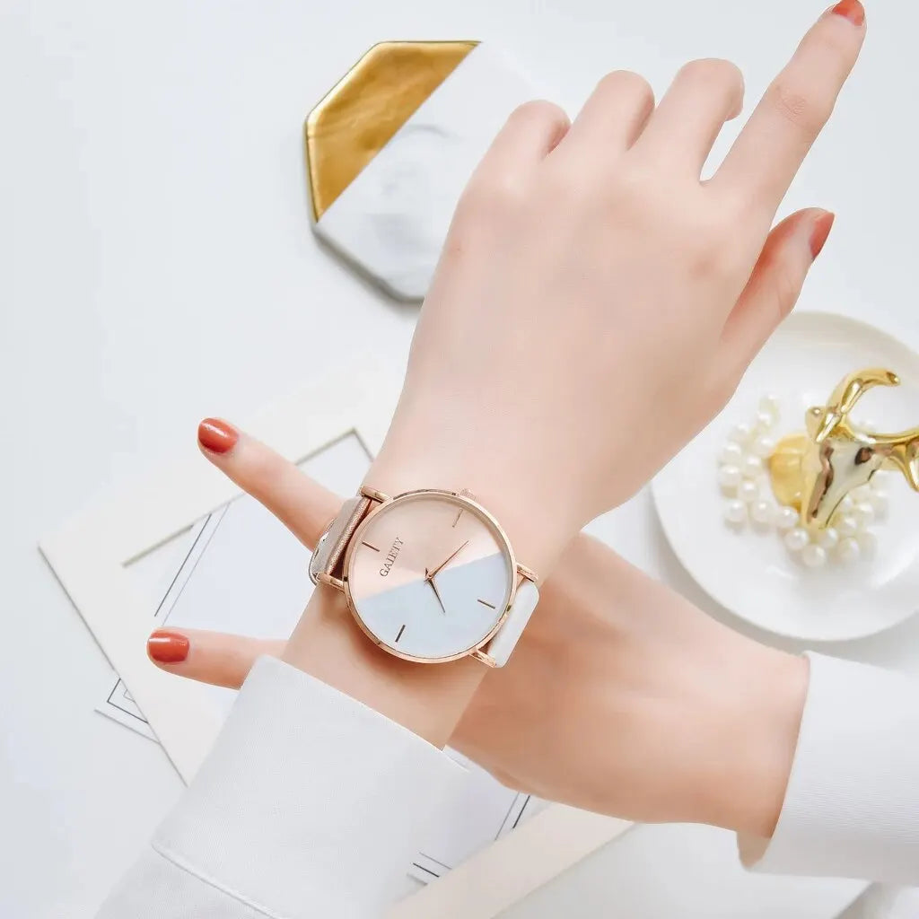 Frauen Uhr Set Luxus Mode Bunte PU Lederband Damen Quarz Armbanduhr Legierung Armband Für Damen Geschenk