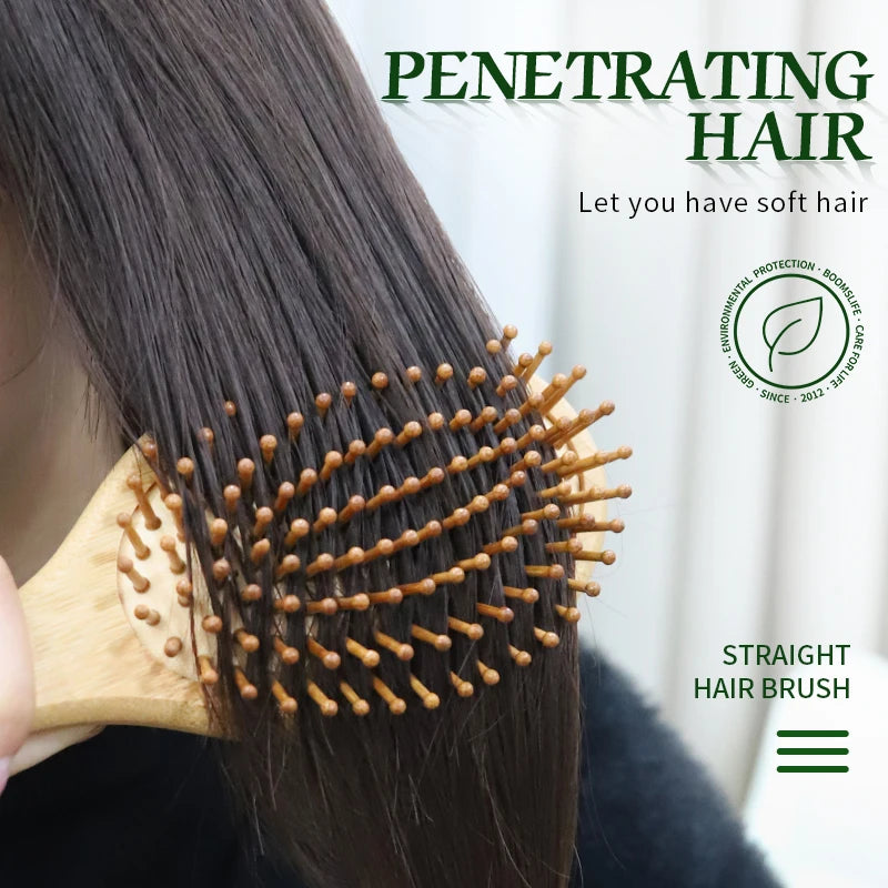 Bambus-Haarbürste für Damen, Styling-Haarkamm, Haarbürste mit breiten Zähnen, Bambuskämme für Haare, glatte Massage, Kopfhautbürste, Friseurkamm