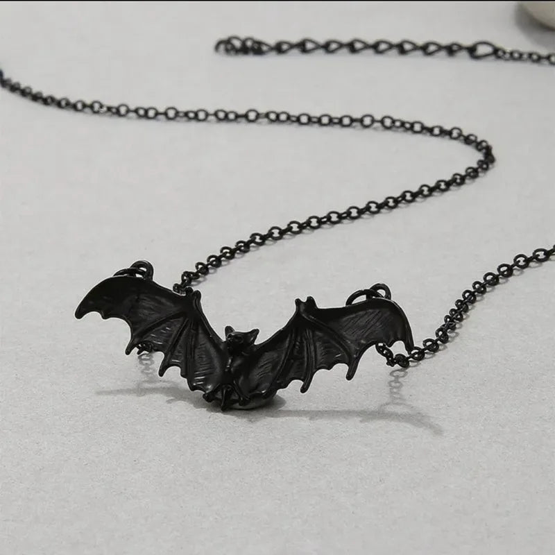 Punk Kristall Perle Kette Gothic Halskette für Frau Tier Horror Schwarz Fledermaus Punk Schmuck Geschenk Hexe Halsband Halloween Geschenk