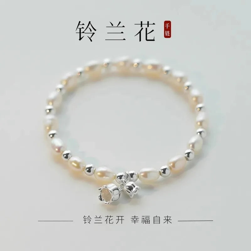 Neue koreanische Mode Sterling Silber Glück Perlen Armreifen für Frauen Armbänder Luxus Designer Party Hochzeit Schmuck Geschenke
