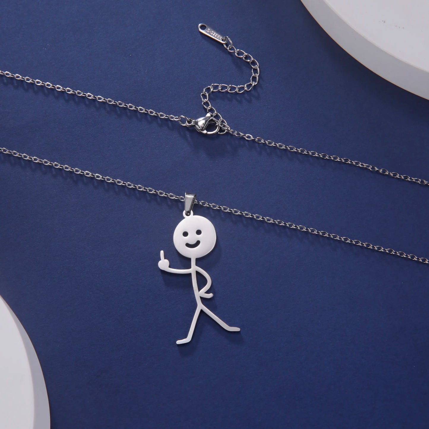 Skyrim Hip Hop Doodle Halskette für Männer Frauen Edelstahl Lange Hals Kette Mode Mittelfinger Stickman Schmuck Neu