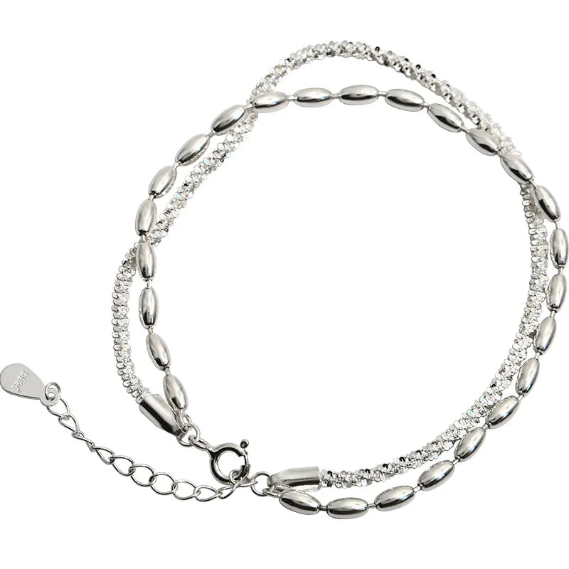 Neues Doppelschicht-Armband aus 925er-Sterlingsilber, Kettenstil, schlichter Stil, Charm-Armband, Damen-Geburtstagsgeschenk, Premium-Schmuck