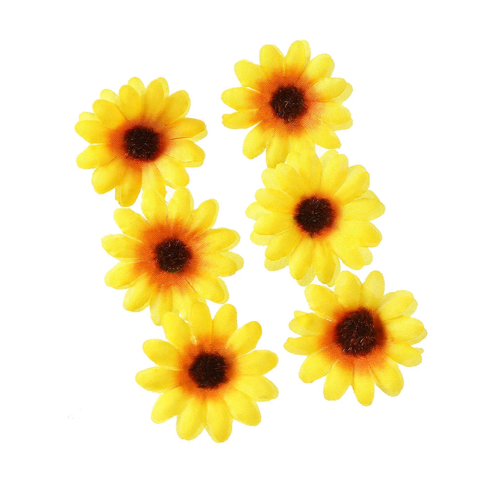 AWAYTR 6 Stück Sonnenblumen-Haarspangen, seitlicher Pony-Clip, niedliche Gänseblümchen, kleine Blumen-Haarnadeln, Entenschnabel-Haarnadel, Damen-Haar-Accessoires
