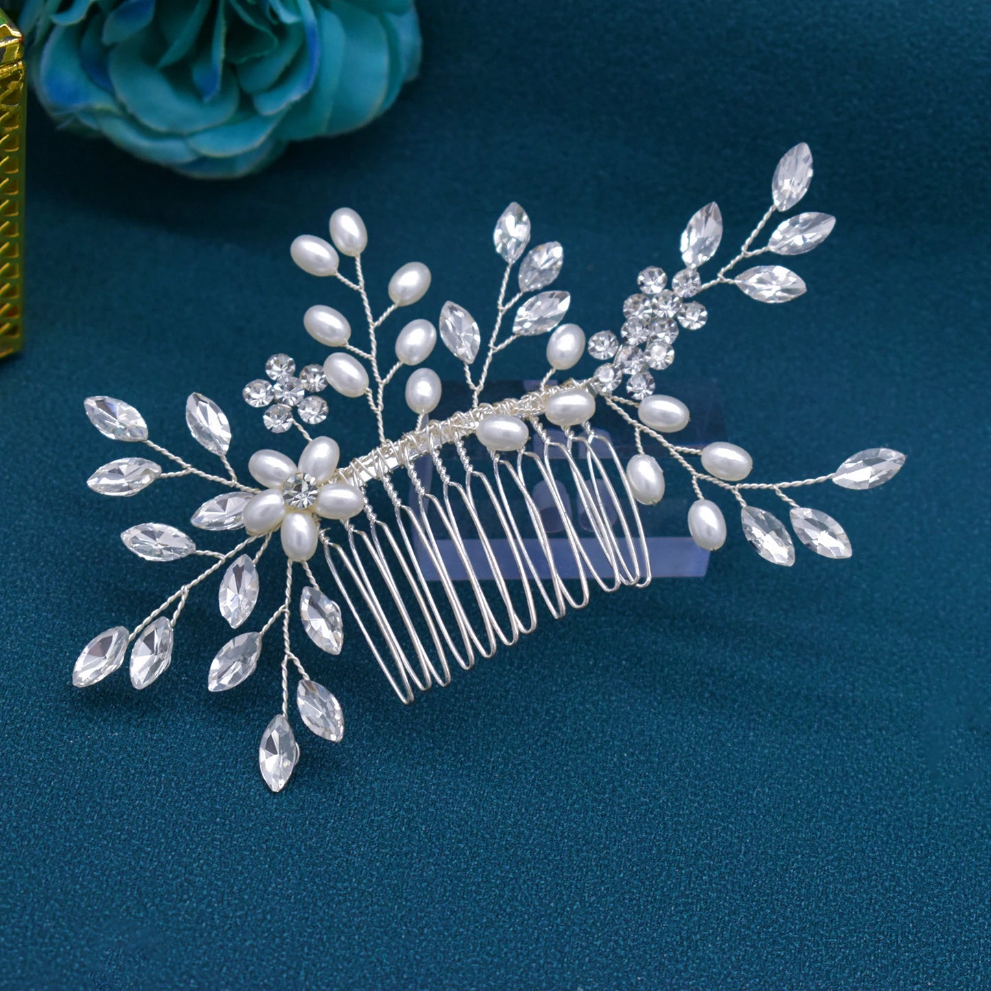 A499 Silber Gold Farbe Haar Kamm Kristall Hochzeit Kopf Stück Braut Kopfbedeckungen Frauen Haar Zubehör Party Pin Clip Prom Stirnband