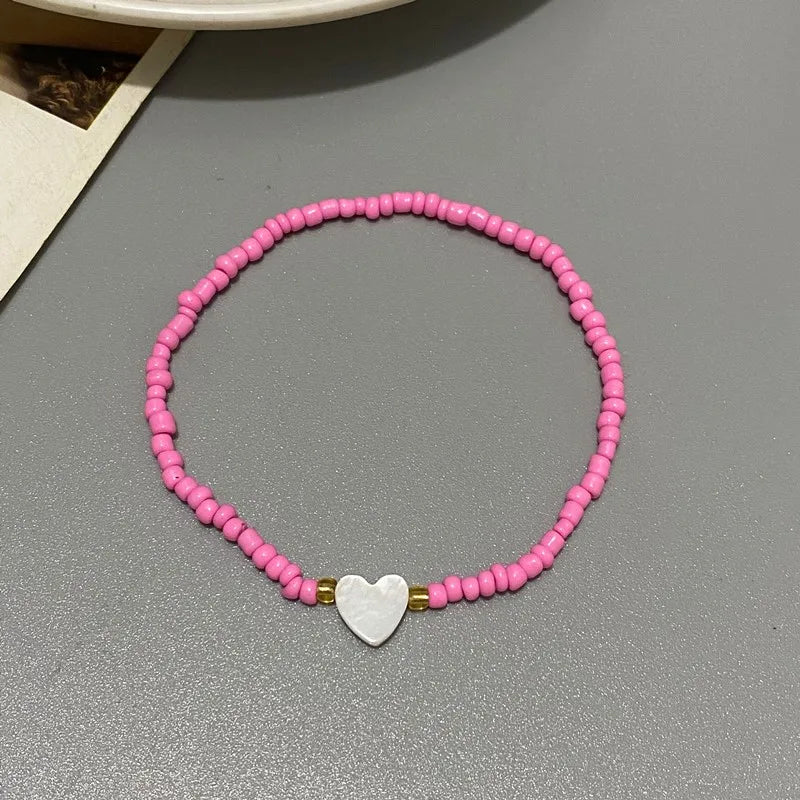 Natur Muschel Liebe Herz Armband für Mädchen Frauen Hand Schmuck Nette Romantische Handgemachte Armband Geschenk für Freund Großhandel