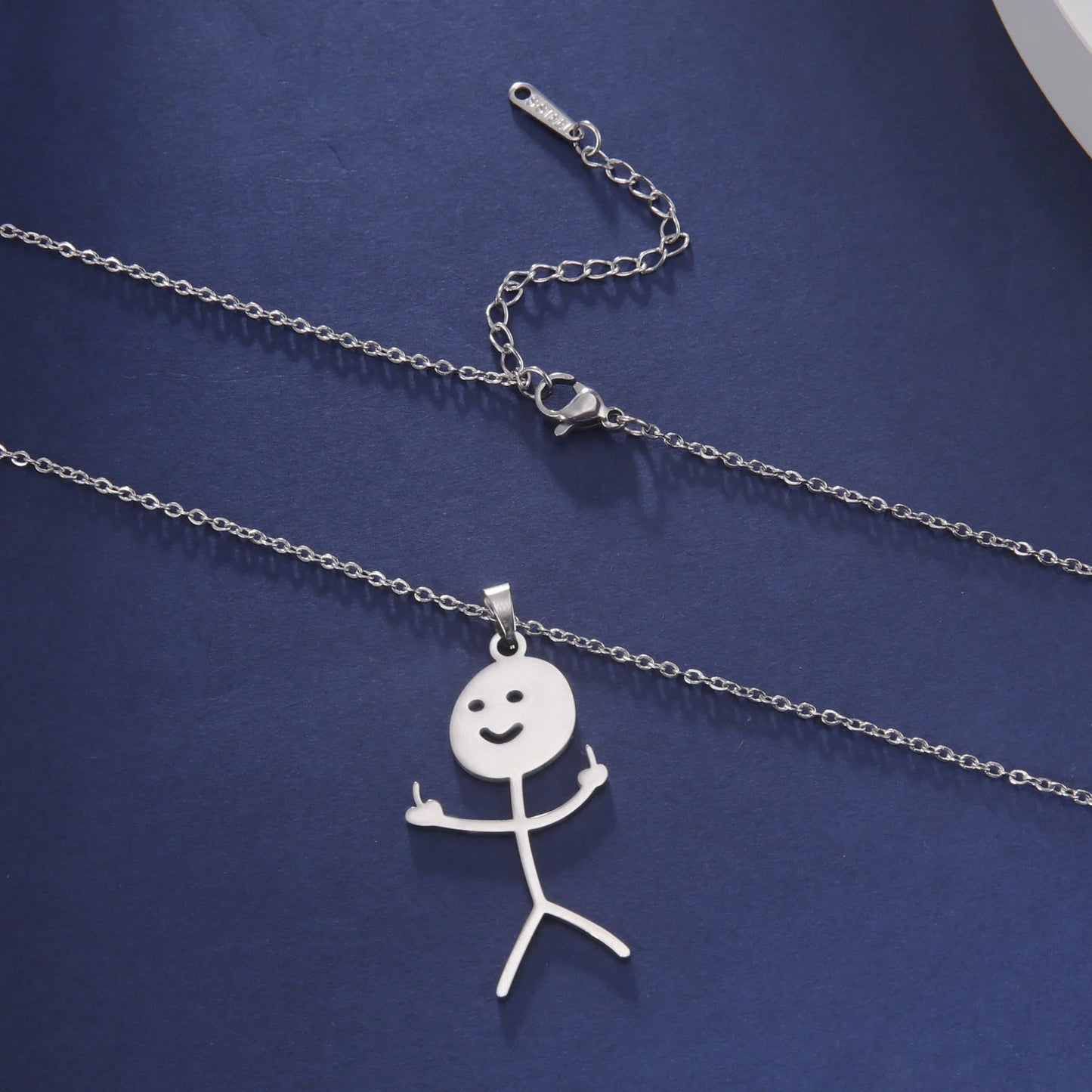 Skyrim Hip Hop Doodle Halskette für Männer Frauen Edelstahl Lange Hals Kette Mode Mittelfinger Stickman Schmuck Neu