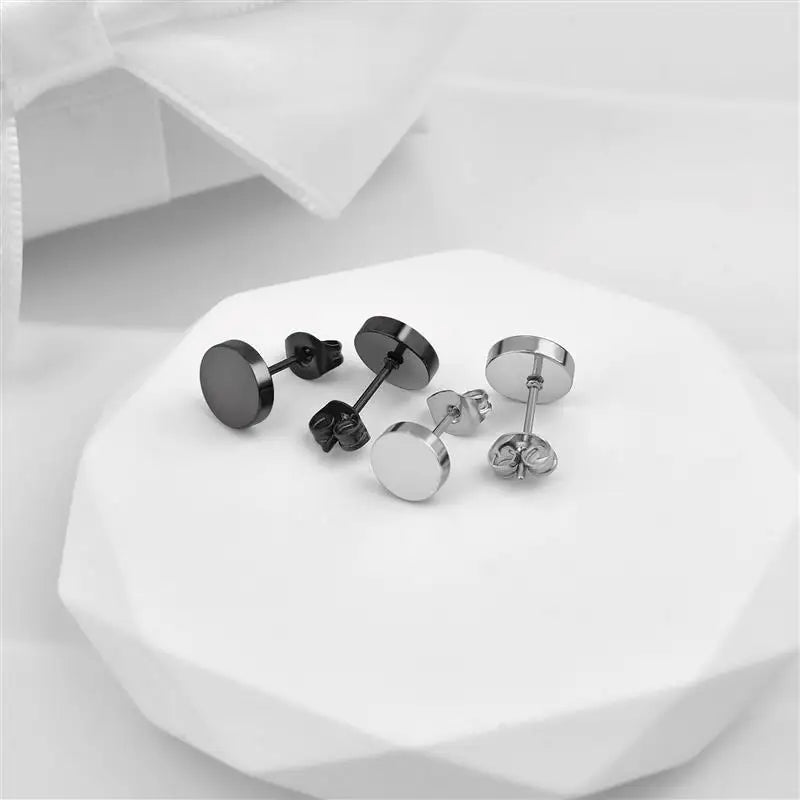 1 paar Edelstahl Runde Schwarz Ohr Studs Männer 3-8mm Punk Stud Ohrring Für Männer Push zurück Stud Ohrring Für Frauen Schmuck