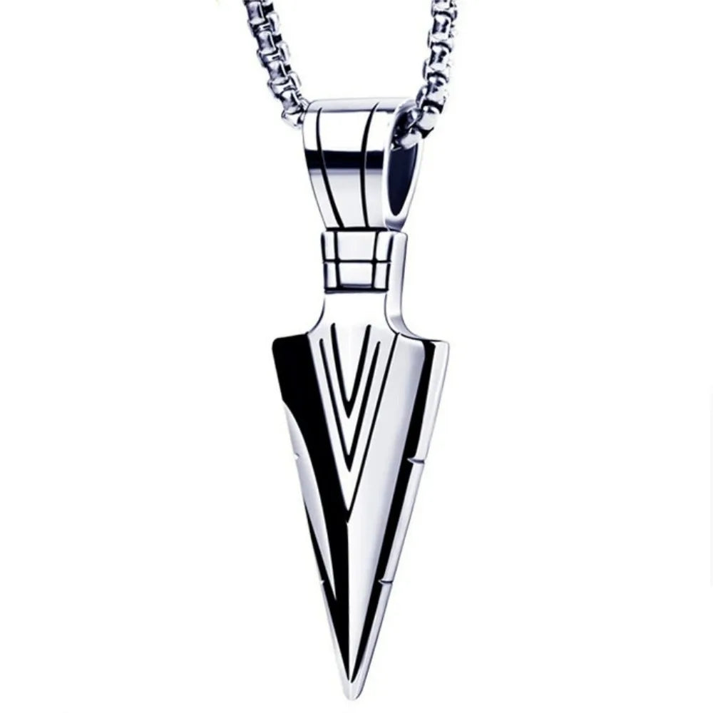 SUMENG Neue Mode Edelstahl Pfeilspitze Anhänger Halsketten für Männer Lange Kette Mode Schmuck