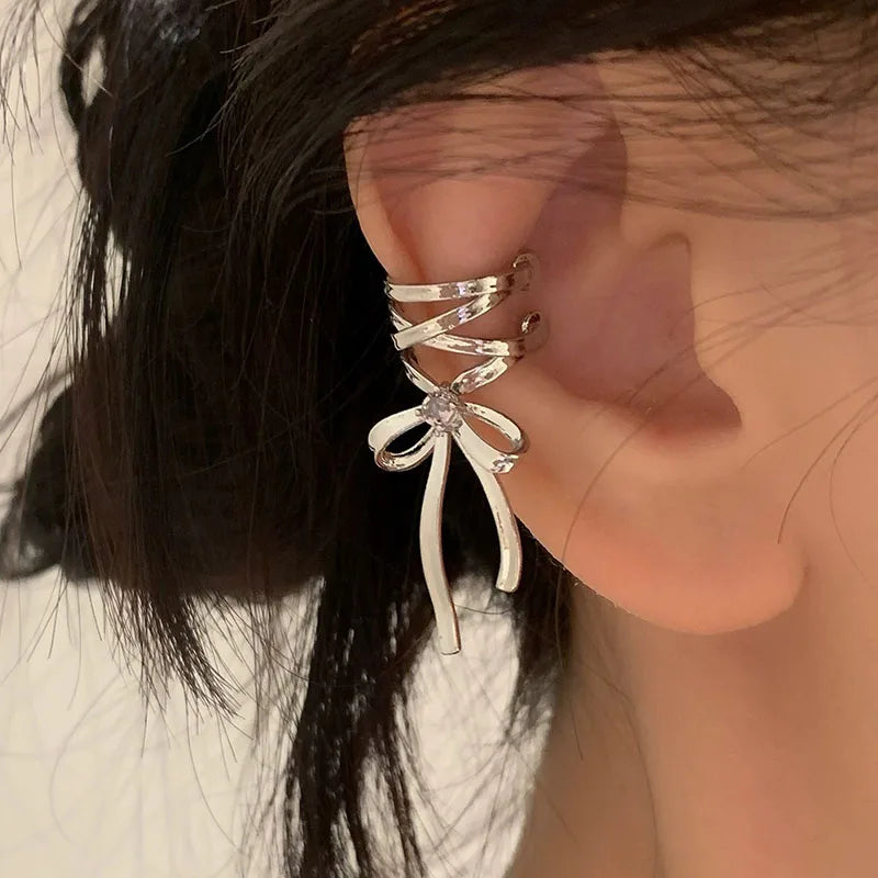 Rosa Schmetterling Ohr Manschette Ohrringe Für Frauen Mädchen Mode Bowknot Keine Piercing Clips Ohrring Gefälschte Piercing Ballett Clip Auf Schmuck