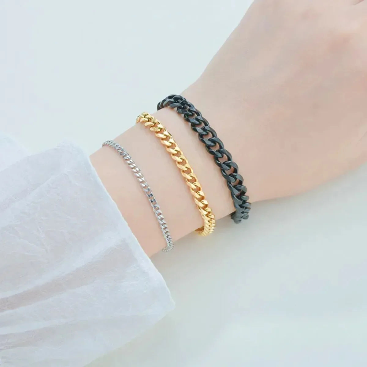 Mode Edelstahl Männer Curb Kubanischen Kette Armbänder Frauen Armband auf Hand für Paar Unisex Handgelenk Hand Schmuck