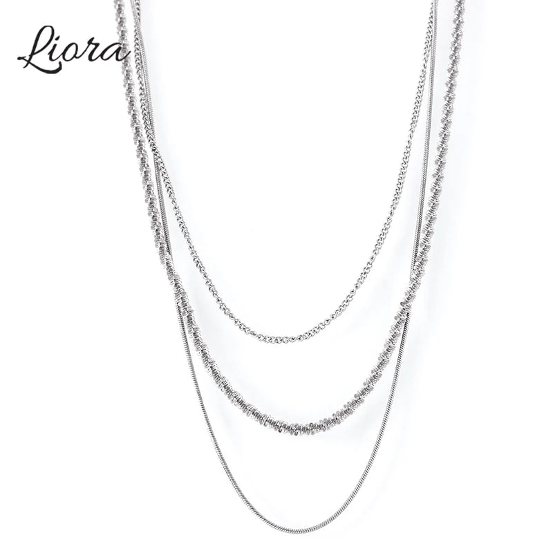 Mehr schicht ige Schlangen kette Halskette für Frauen Männer Silber Farbe Edelstahl Choker Charm Halskette weiblichen Hip Hop Schmuck