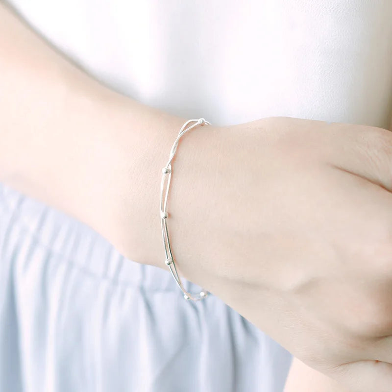 Neue Modeschmuck 925 Sterling Silber Armbänder Runde Einfache Persönlichkeit Süße Armbänder