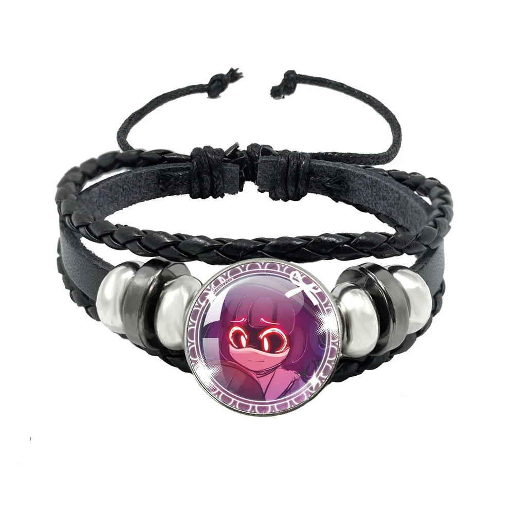 Murder Drone Uzi x N Cartoon Cabochon V Fan Art Armbänder Kunst verstellbares Lederseil Armband Armreifen handgefertigte Schmuckgeschenke