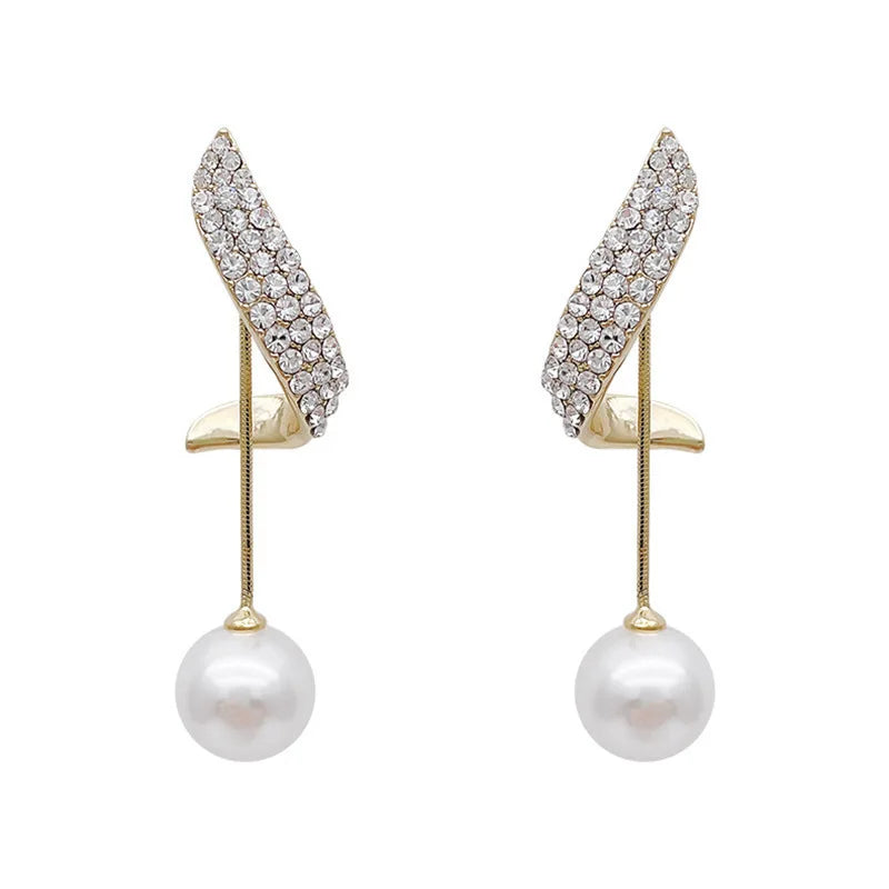 Neue Klassische Elegante Imitation Perle Baumeln Ohrringe Für Frauen Kristall Lange Quaste Exquisite Tropfen Ohrring Hochzeit Schmuck