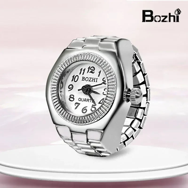 Vintage Punk Quarz Fingeruhr Ring für Frauen Männer Paar Ringe Digitale Uhren Elastische Dehnbare Finger Band Ring Schmuck Uhr