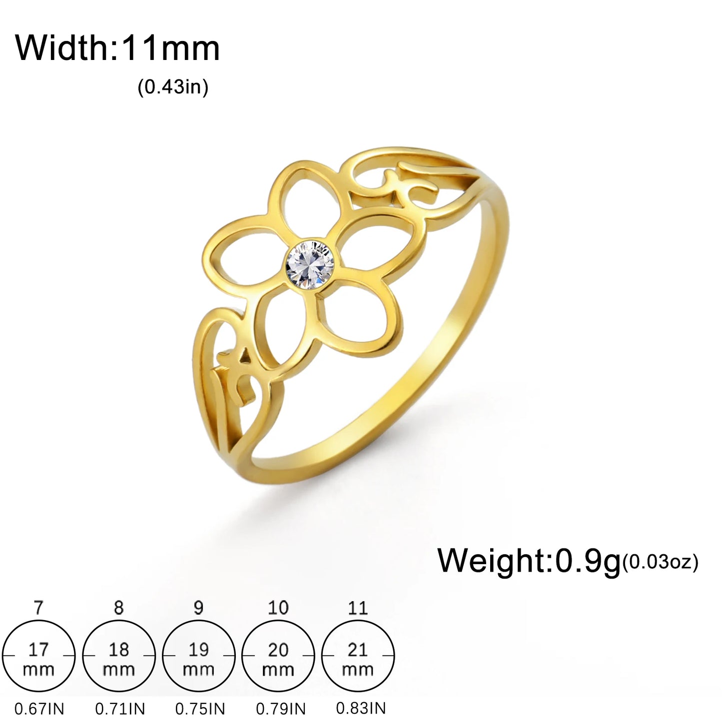 Skyrim Edelstahl-Blumenring mit klarem Zirkon, Damenringe, Ehering, böhmischer Schmuck, Jahrestagsgeschenk, Großhandel