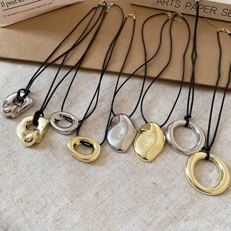 Punk Große U-Form Geometrische Anhänger Halskette Frauen MenHufeisen Einstellbare Lange Leder Seil Pullover Kette Halsketten Schmuck