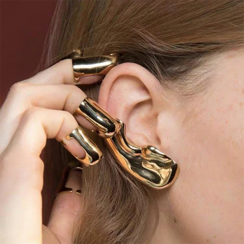 Punk Vintage Halbe Ohr Kontur Metall Ohr Clip Stud Ohrringe Für Frauen mädchen Ohr Knochen Clip Mode Ohrring Schmuck Geschenk