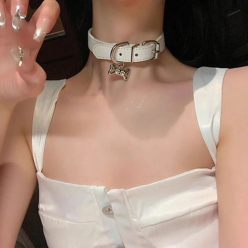 Trendy Punk Bunte Hund Klaue Knochen Halskette Für Frauen Exquisite PU Leder Charms Halsband Süße Coole Party Schmuck Y2K Geschenke