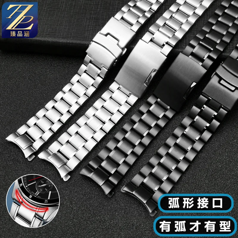 Gebogenes Ende Arc Metallarmband für Seiko Timex Citizen Casio Edelstahlarmband 20mm 22mm 24m Mattes Uhrenarmband Kettenarmband