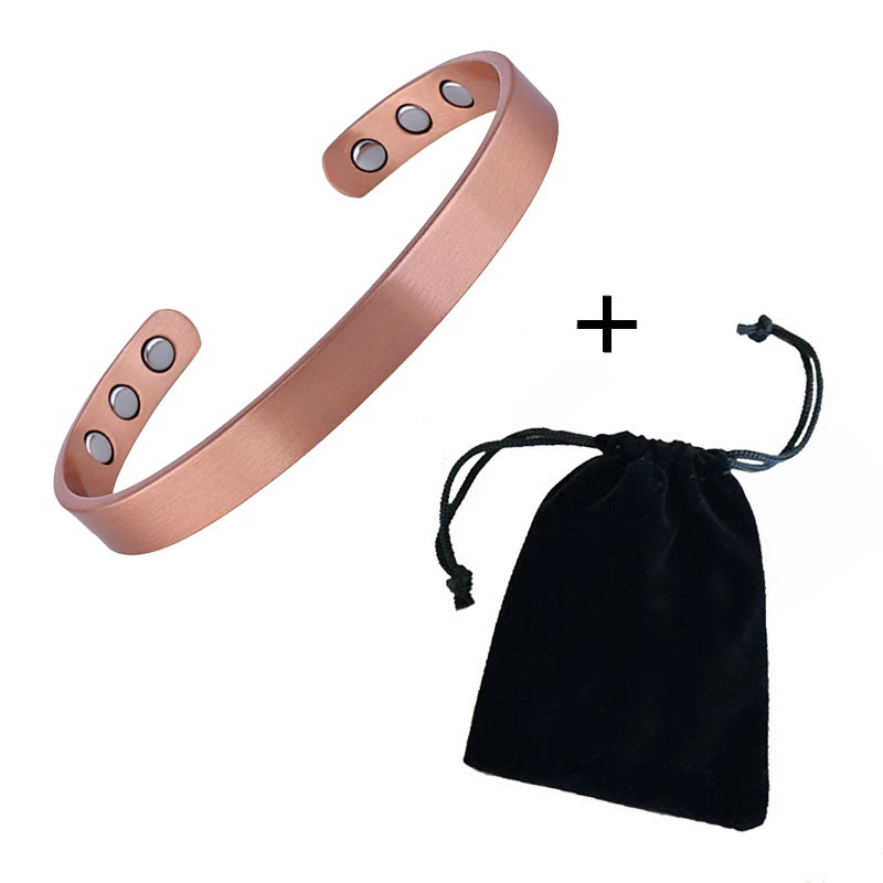 Einfache Schmuck-Set Reinem Kupfer Armband Ringe Manschette Magnetische Armreifen Für Frauen Männer Arthritis Gesundheit Solide Kupfer Schmuck