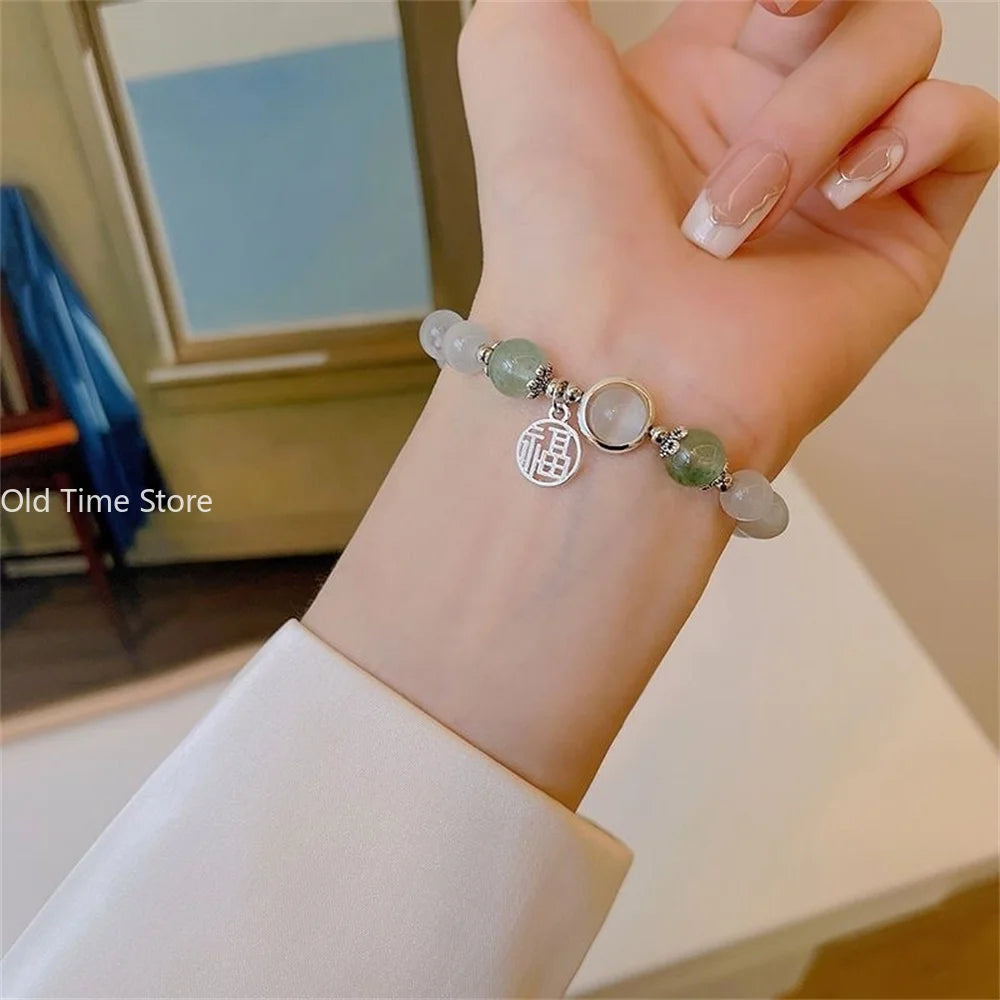 Einfache Anhänger Armband Ins Mondstein Kristall Perle Mond Anhänger Armband Für Frauen Imitation Opal Armband Schmuck Geschenke