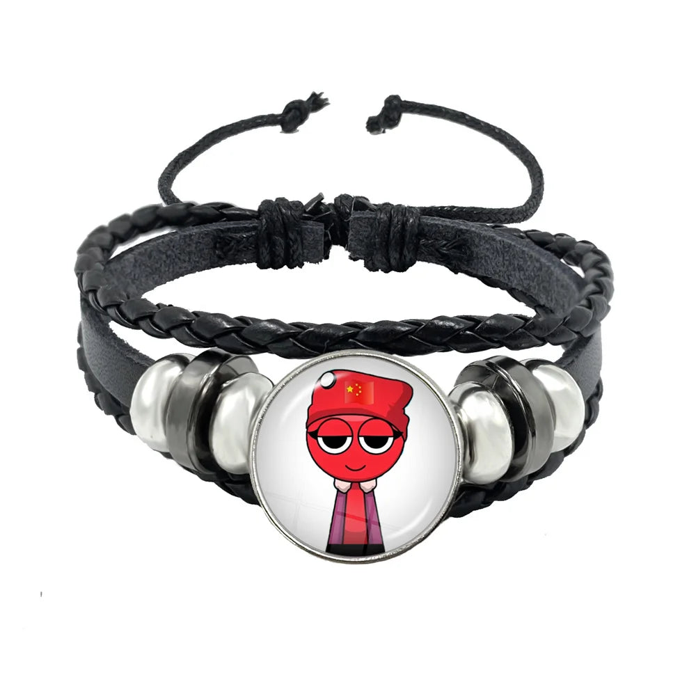 Sprunki Incredibox Anime Cartoon Charakter Leder Seil Armband Kunst Mehrschichtige geflochtene Armbänder Handgefertigte Schmuckzubehör