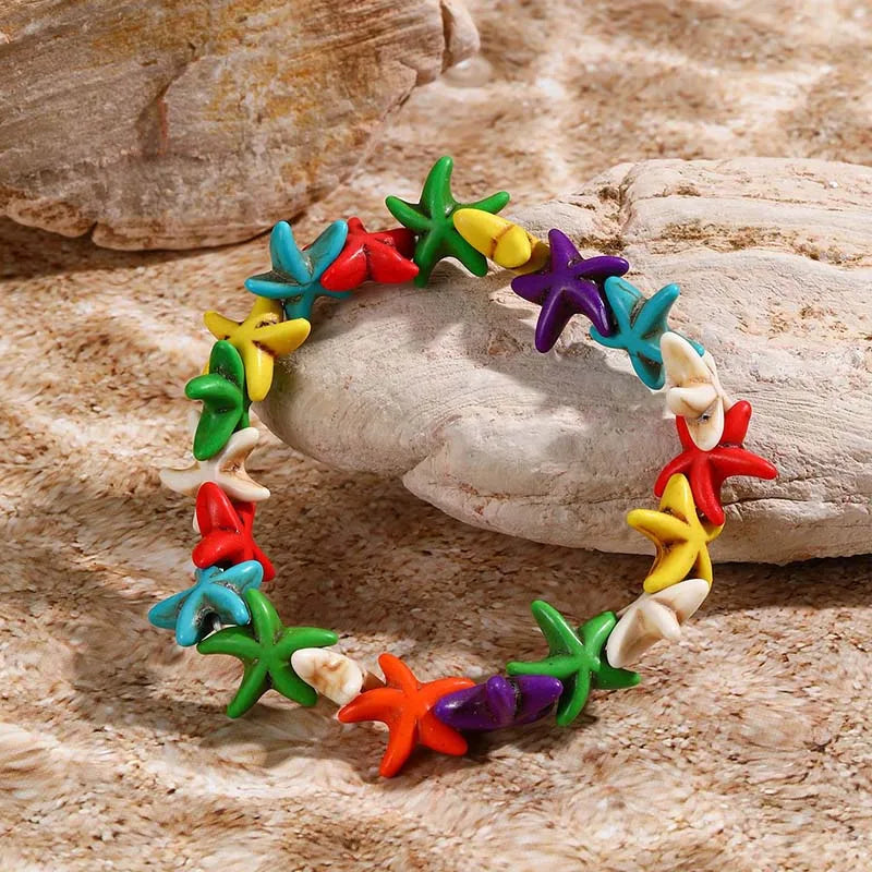 Bohemian Imitation Shell Perlen Armband Für Frauen Sea Star Schildkröte Gewebtes Seil Armband Handgemachte Freundschaft Strand Urlaub Schmuck