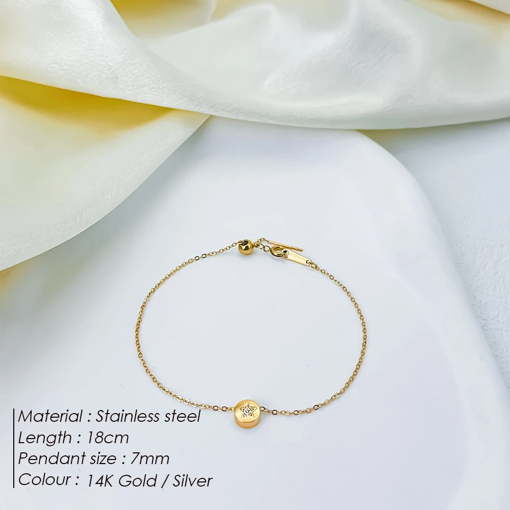 eManco Mini Exquisiter runder Schmuck Edelstahl vergoldetes Armband Einfaches Party-Valentinstagsgeschenk 48-Stunden-Versand