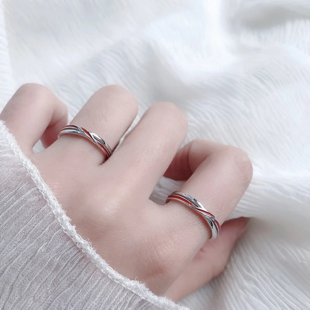 1 paar Twist Rote Linie Matchmaker Kupfer Überzogene Platin Paar Ring Männer Frauen Vorschlagen Geschenk Finger Schmuck Großhandel Drop Shipping