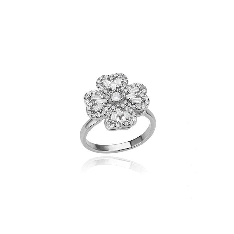 Spinner Zirkon Herz Vierblättriges Kleeblatt Ringe Für Frauen Edelstahl Anti Stress Angst Zappeln Ring Schmuck Weihnachten Geschenk