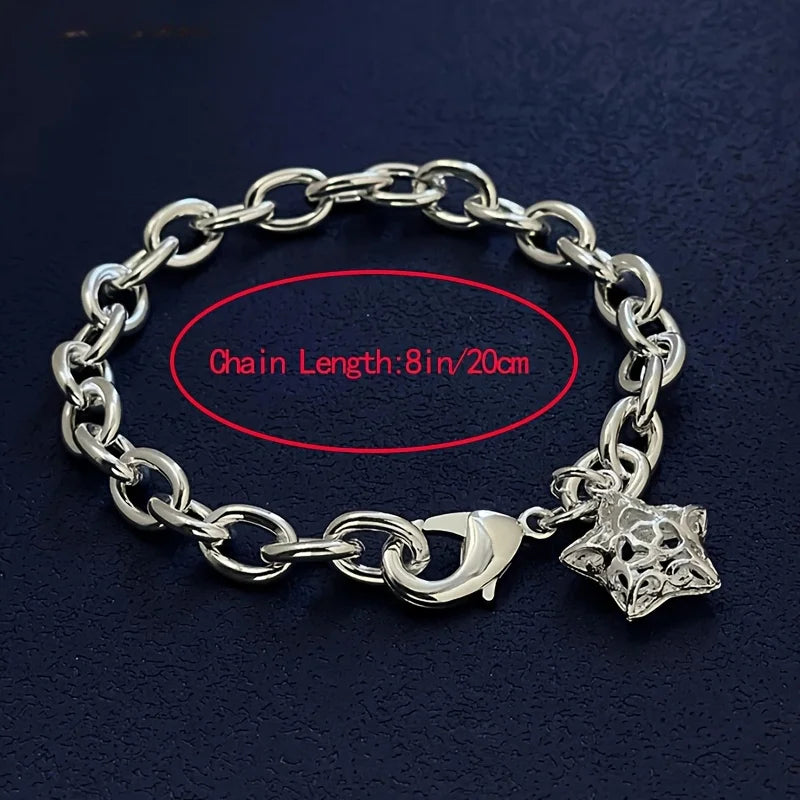 Süßes Sternkettenarmband aus 925er Sterlingsilber mit Schnalle für Damen, Herren, geeignet für Liebhaber, Damen, Herren, Modeschmuck, Partygeschenke