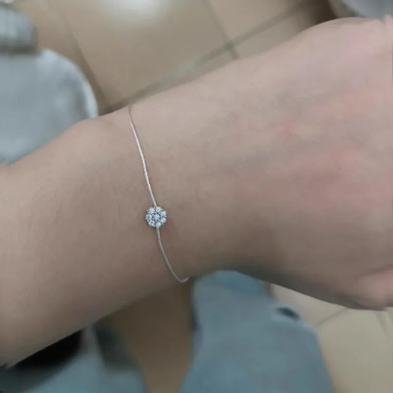 925 Silber rosa Seil eingelegtes glänzendes Zirkon-Armband für Frauen und Mädchen, elegant, zart, Vintage, französischer edler Schmuck, Hochzeit, Großhandel