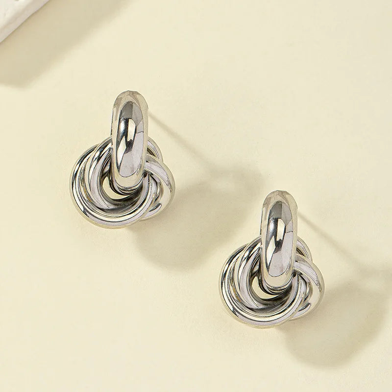 Gold Silber Farbe Knoten Creolen Für Frauen Glänzende Beschichtung Trendy Ohrring Stud Nette Täglichen Verschleiß Schmuck