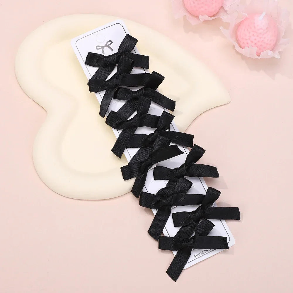5/6/8/10Pcs Kinder Süße Einfarbig Mini Bowknot Mit Haar Clip Baby Mädchen Ballett Stil band Geflochtene Haar Zubehör Großhandel