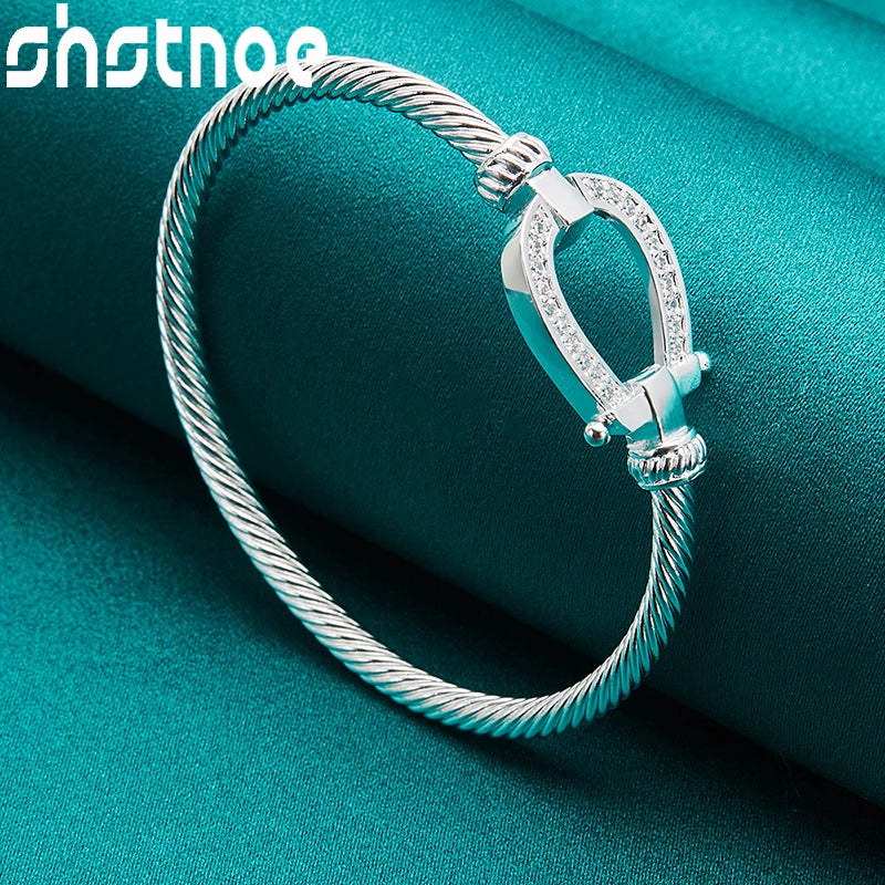 Shstone Sterling Silber Knoten Seil Armreifen für Frauen Mode Geburtstag Hochzeits feier trend ige Schmuck Dame Armbänder Geschenke