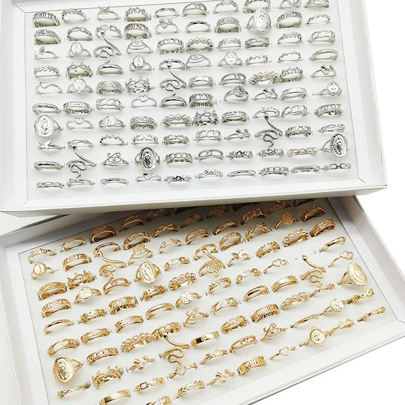 30 teile/los Mix Stil Perle Silber Farbe Finger Ringe Tier Schlange Kette Hohl Blatt Party Schmuck Mädchen Liebe Schmetterling Blume geschenk