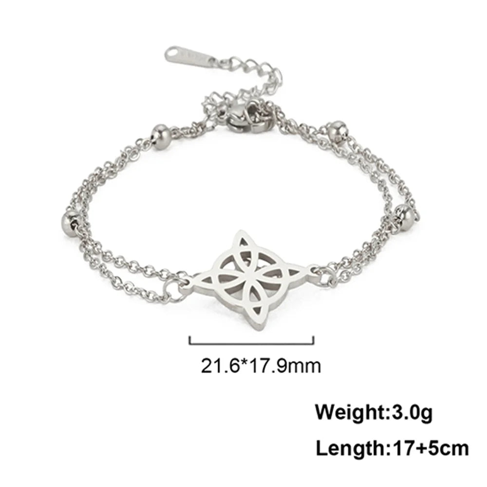 Vintage Edelstahl Armband für Männer Frauen Hexe Knoten Hexerei Anhänger Mann Armband Schmuck Armbänder homme Geburtstag Geschenke