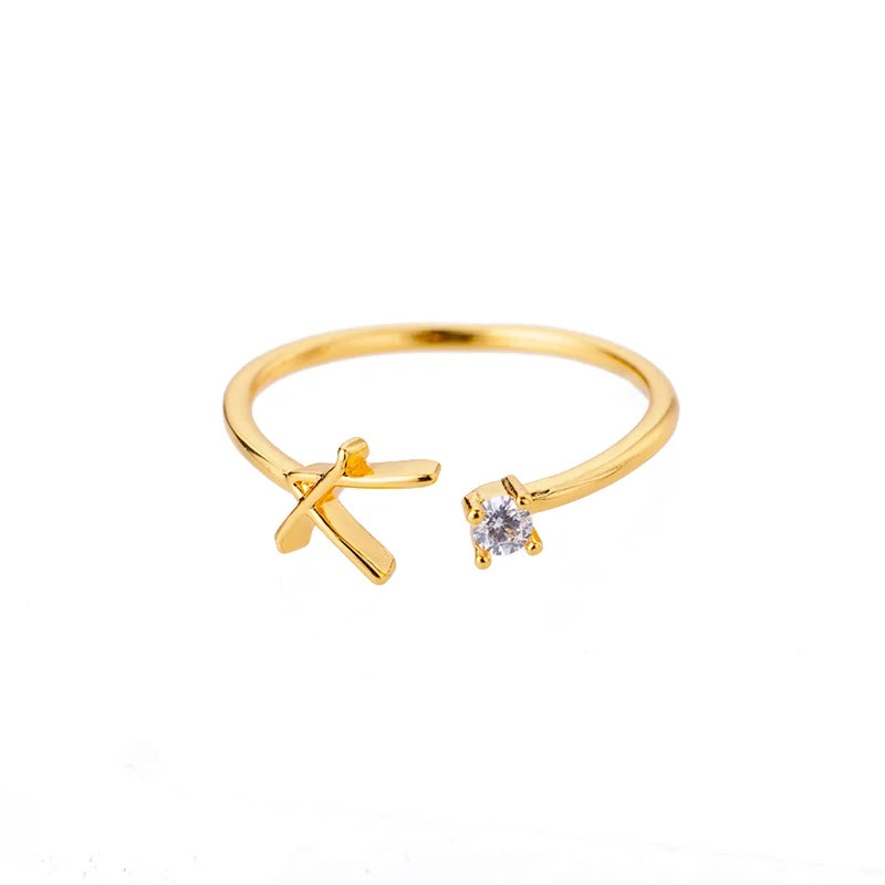A-Z-Anfangsringe für Frauen, offen, verstellbar, Edelstahl, Ehering, 2025, Trend, Goldfarbe, Paar-Schmuck, Accessoires, Geschenk