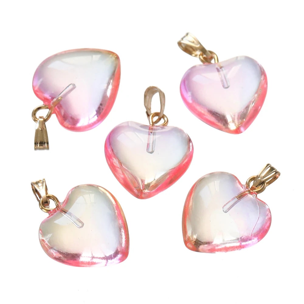10 Teile/los Tschechische Lampwork Kristall Glas Herz Perlen Charms anhänger DIY Handgemachten Schmuck Machen Halsketten Ohrringe Zubehör