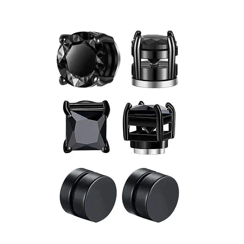 1/3Pairs 6MM Kristall Magnetische No-Pierce Edelstahl Stud Ohrringe für Männer Punk Zirkon Magnet Ohrringe nicht Piercing Schmuck