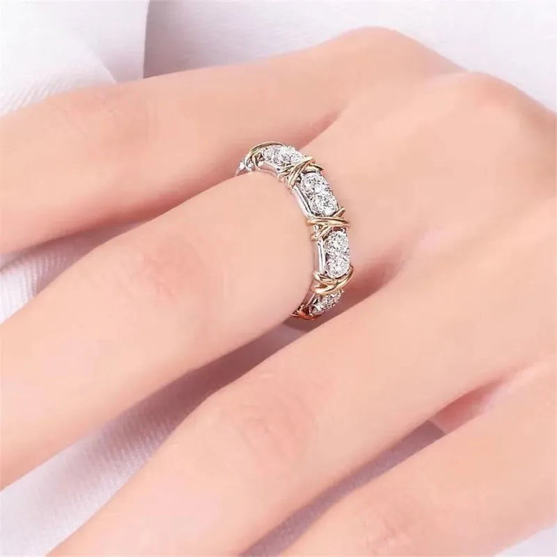 Exquisite Mode Kreuz Zirkon Ringe für Frauen Hochzeit Verlobung sring romantische Valentinstag Jubiläum Geschenk Schmuck Mujer