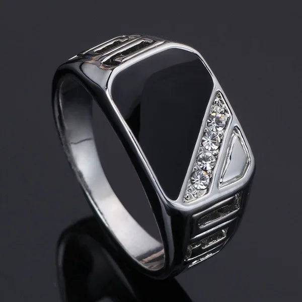 Klassische Ring Herren Ringe Punk Schwarz Quadrat Mode Herren Ring Oberfläche Muster Mode Ringe für Männer Gold Farbe Schmuck Großhandel