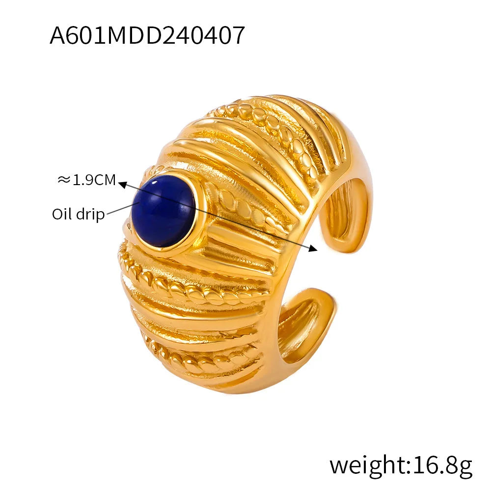 316L Edelstahl Ringe Für Frauen 18K Gold Überzogene Wasserdichte frauen Chunky Ring Goth Goldenen Offenen Ring Luxus Frau schmuck