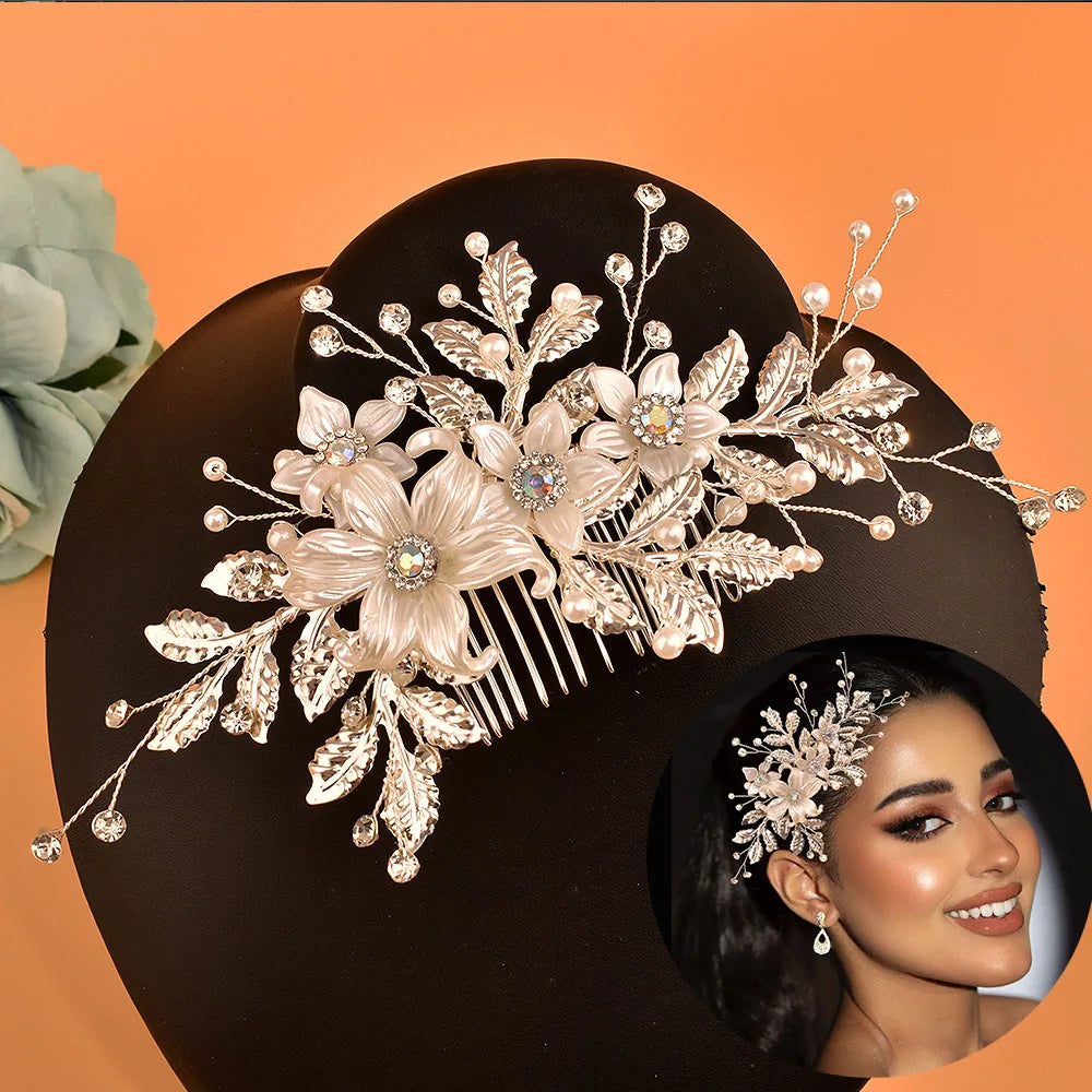A499 Silber Gold Farbe Haar Kamm Kristall Hochzeit Kopf Stück Braut Kopfbedeckungen Frauen Haar Zubehör Party Pin Clip Prom Stirnband