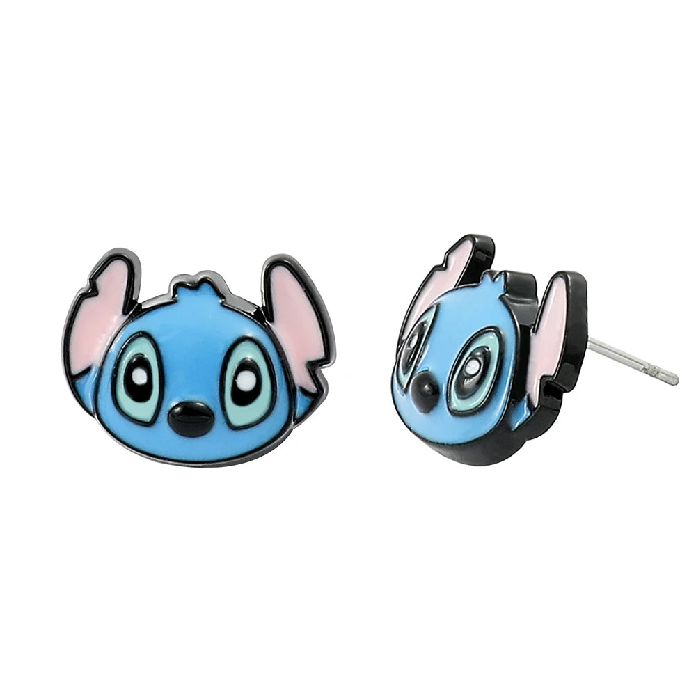 Disney-niedliche Cartoon-Stich-Ohrstecker mit Blumen-Ohrsteckern für Frauen und Teenager-Mädchen, schöne Ohr-Accessoires, Schmuckgeschenke für Fans