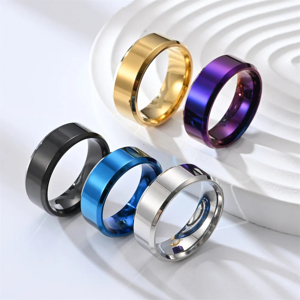 7 farben 8mm Männer Ringe Titan Edelstahl Ringe Für Männer Frauen Matt Gebürstet Hochzeit Verlobungsring Paar Schmuck geschenk