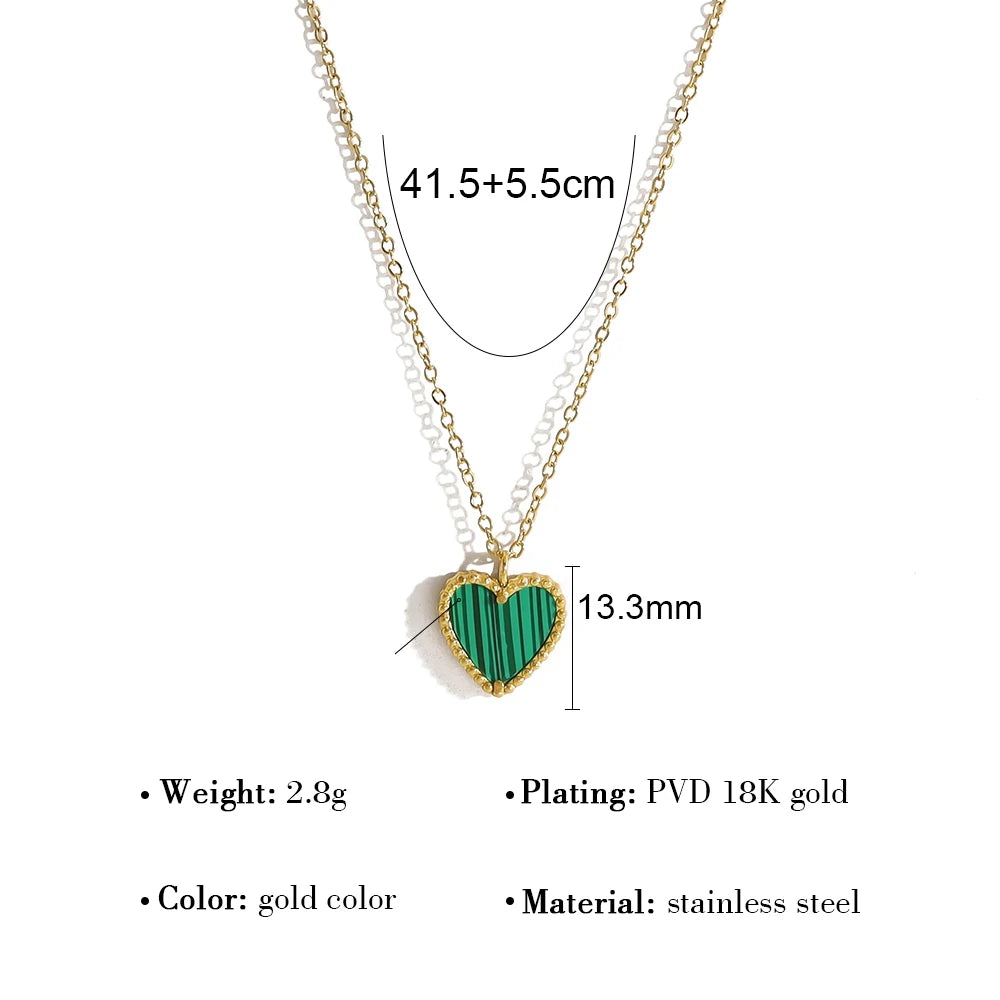 WILD & FREE Herz-Charm-Edelstahl-Armband, Halskette, Ohrringe für Damen, 18 Karat vergoldet, elegantes Vintage-Schmuckset