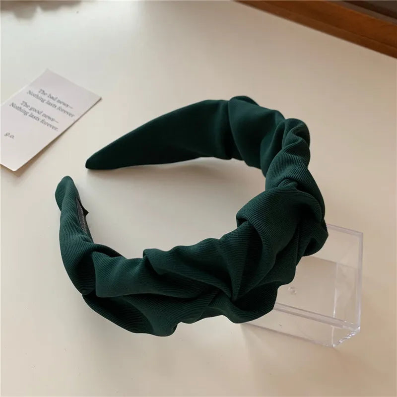 Koreanische Haarschmuck einfarbige Baumwolle zerkn ittert Frauen Kopf Reifen breite Lünette Make-up Haar bänder für Damen Kopf bedeckung neu