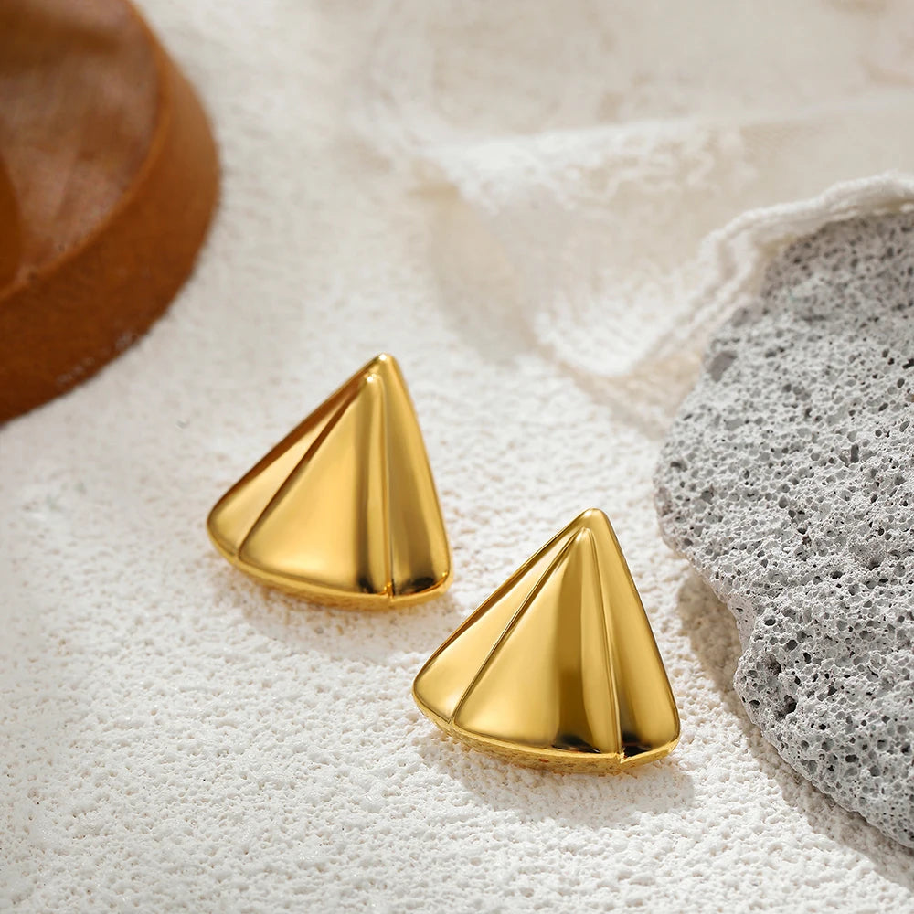 18 Karat vergoldete, gestreifte Textur, klobige Ohrstecker für Damen, glänzender Edelstahlknoten, gedrehte geometrische Ohrringe, täglicher Schmuck